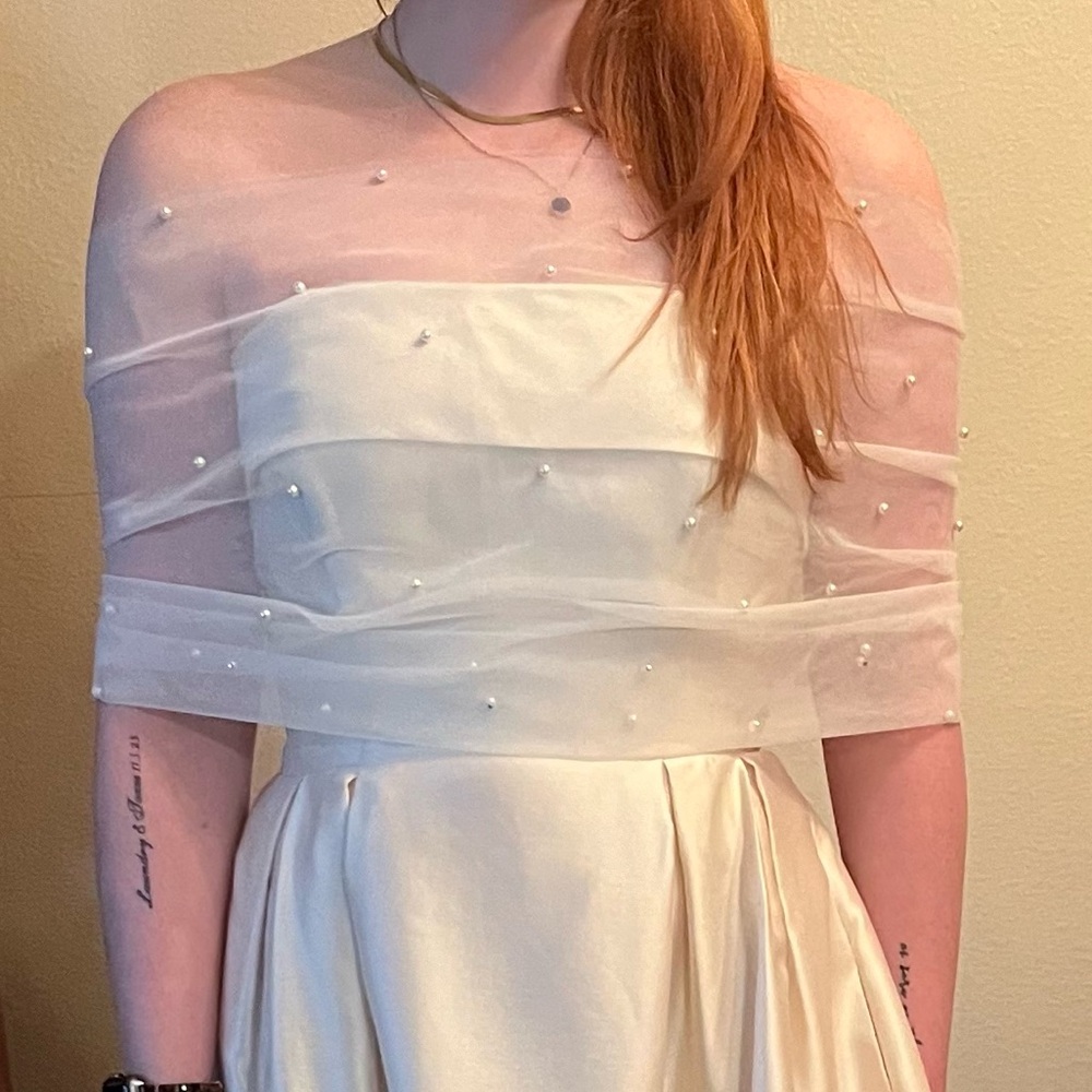 Sheer dreamy pearl shawl overlay